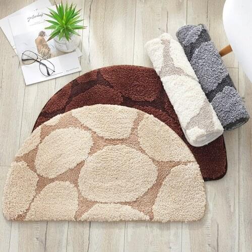 Half Round Carpet Cotton Water Absorption Thicken Non-slip Wear-resisting Door Bathroom Kitchen Solid Ground Rugs