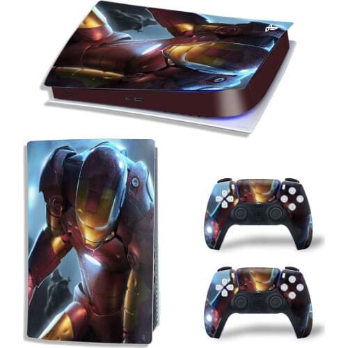 Marvel Iron Man PS5 Digital Edition Skin Sticker Decal Cover for PlayStation 5 Console and 2 Controllers PS5 Skin Sticker Vinyl
