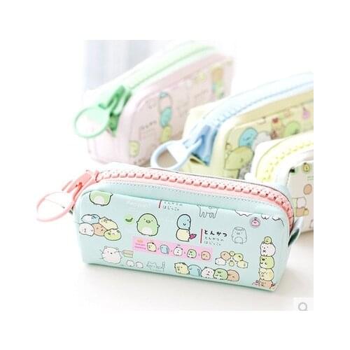 Cute Sumikko Gurashi Pen Bag Cartoon PU Zipper Pencil Case Bags Creative Shiba Inu Stationery Pouch School Supplies for Student