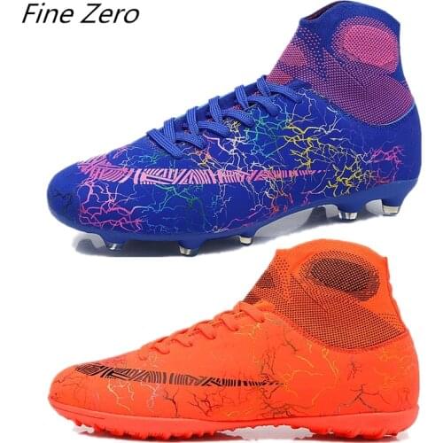 New Adults Mens Outdoor Soccer Cleats Shoes High Top TF/FG Football Boots Training Sports Sneakers Students Original Cleats