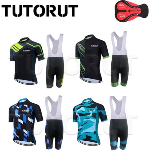 TUTORUT Men Cycling Sets Short Sleeve Road Bicycle Jerseys Quick Dry Cycling Jersey Sets Summer Bib Shorts Bike Maillot Ciclismo