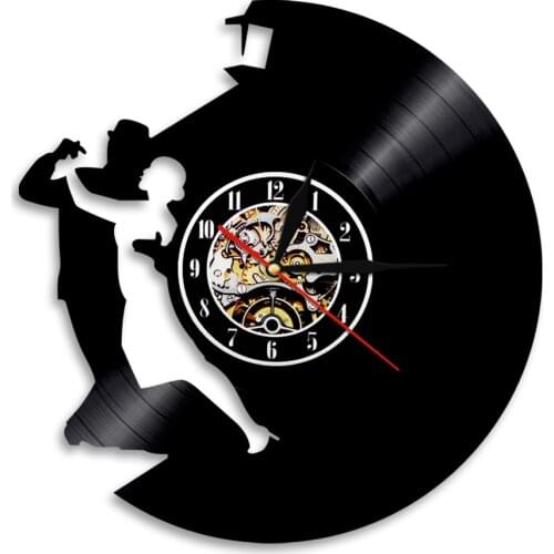 Waltz Dance Vinyl Wall Clock Dancing Art Wall Decor Music LP Record Time Clock Handmade Watch Wall Clock Creative Gift Dancer