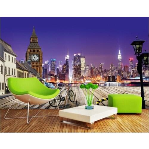 The latest 3D murals, 3D beautiful romantic city night papel de parede, living room TV sofa bedroom background wall paper