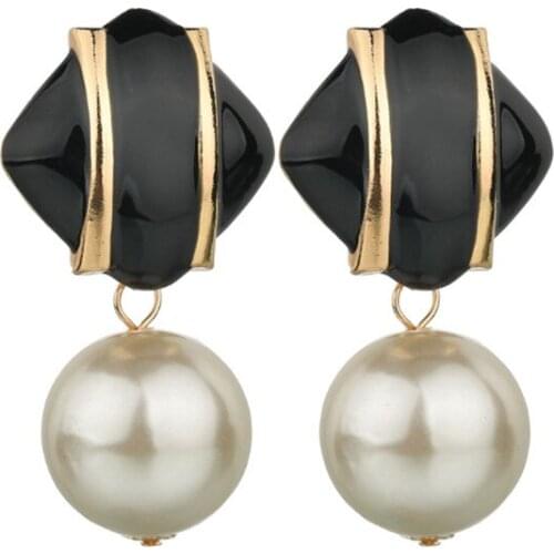 New Design Fashion Jewelry Spring Style Round Pearl Drip Oil Earrings Mix Color Fresh Statement Earring For Girls Gift For Woman