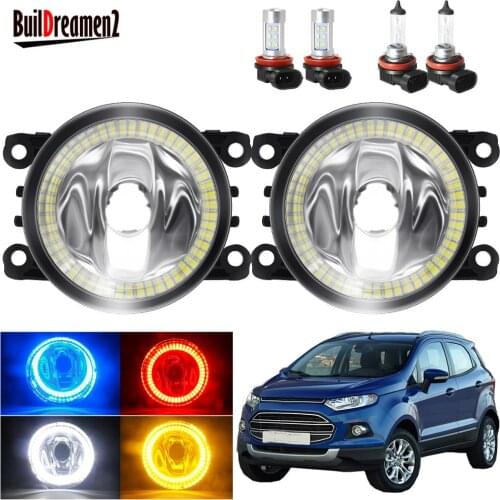 Angel Eye Fog Light For Ford EcoSport 2013 2014 2015 2016 Car Front Bumper Fog Lamp with Halo Ring Daytime Running Light 12V