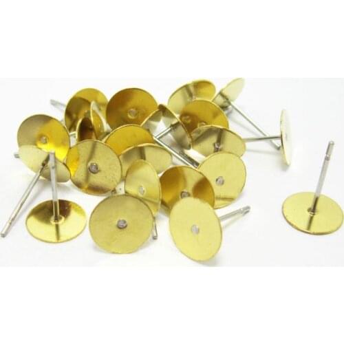 200pcs Brass Earring post stud 8x12mm Raw brass pad steel needle R221