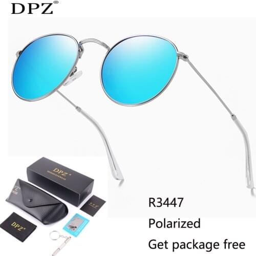 DPZ Classic 3447 Round Metal Polarized Sunglasses Women Men Vintage Retro Brand Design Sun Glasses Oculos De Sol