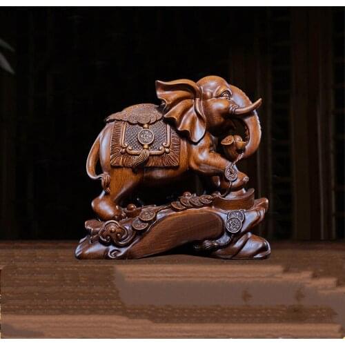 Lucky Fengshui Animal Elephant Resin Statue Home Decor Office Ornament Opened Birthday Present Living Room Decorations Crafts