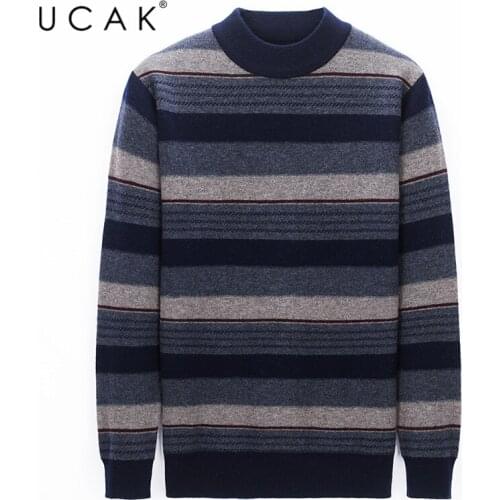 UCAK Brand WInter Warm Sweaters Men Clothing New Streetwear Pure Merino Wool Sweater Pull Homme Casual Pullover Colthes U3202