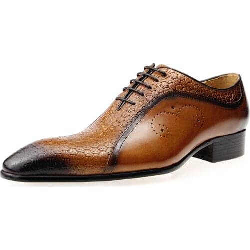 Trending Dress Men Wedding Chaussure Homme Oxford for Lace Up Man Shoe Leather Sapato Office Luxury Pointed Formal Shoes