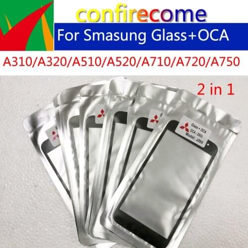 10Pcs\Lot For Samsung A3 A5 A7 2015 2016 A310 A320 A510 A520 A710 A720 A750 Touch Screen Outer Glass with OCA Glue Laminated