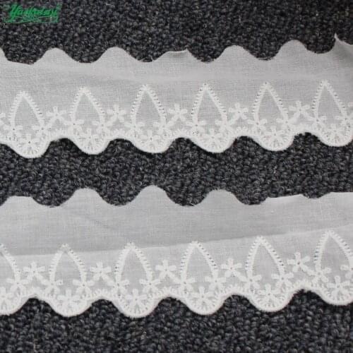 YACKALASI 15 Yds Cotton Lace Eyelet Embroidered Lace Fabrics White Black Swiss Cotton Voile Appliqued 3D Flower Trims Diy 4.5cm