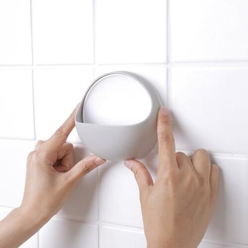 1pcs plastic Wall mount Storage box Suction Cup Soap Drain Rack small item Container Holder Bathroom Kitchen Organize supplies