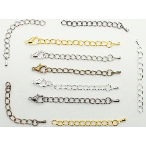 20pcs/lot 5cm 7cm Tone Extended Extension Tail Chain Lobster Clasps Connector For DIY Jewelry Making Findings Bracelet Necklace