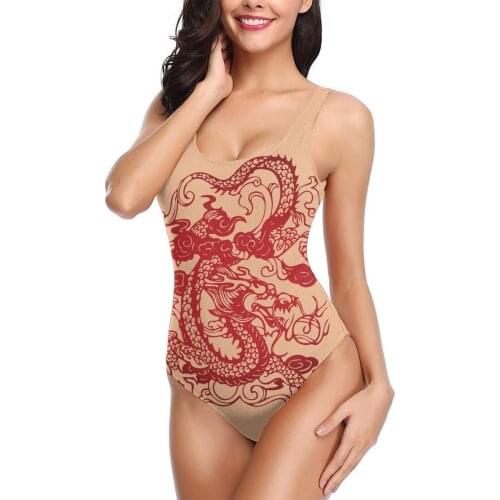 Women 2021 sexy Bikinis Dragon Tattoo Women Swimsuit One Piece womens top Chinese Dragon bathing suit For Women