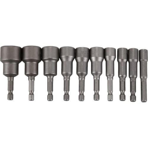 10PCs 1/4inch Diameter 6mm-19mm Hex Shank Bit Socket Magnetic Set Drill Bit Tool