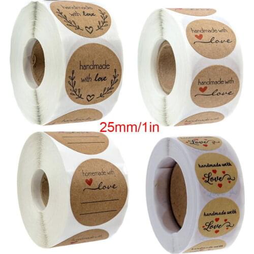 100/500pcs Round Natural Kraft Handmade Stickers Scrapbooking For Package Adhesive Thank You Sticker Seal Labels Stationery