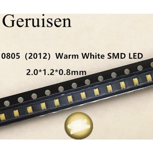 100 PCS 0805 SMD LED Warm white ledS 2800-3200K LED Light Diode Water Clear DIY Super Bright