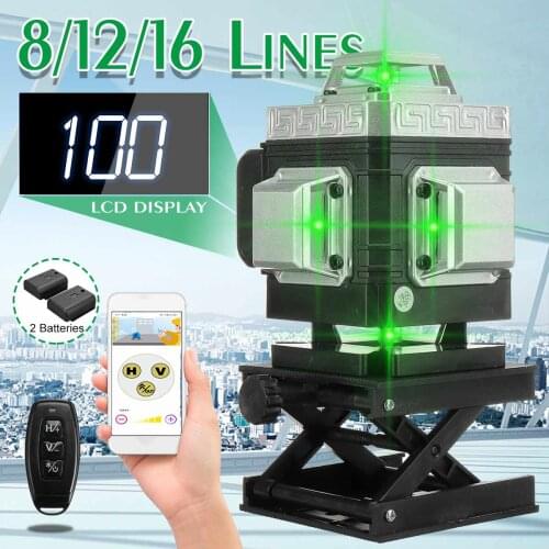 16 Line Green light 4D Auto Self-Leveling Laser Levels 360 Horizontal Adjustment Super Powerful Green Laser With Digital Battery