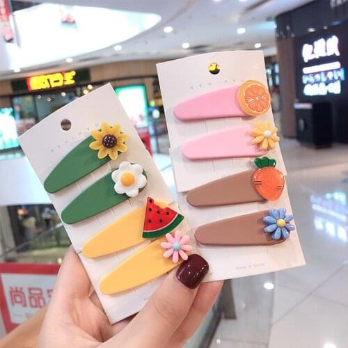 2020 1Set Girls Cute Orange Pineapple Carrot Flowers Avocado Fruits Hairpins Baby Sweet Hair Clip Barrette Kid Hair Accessories