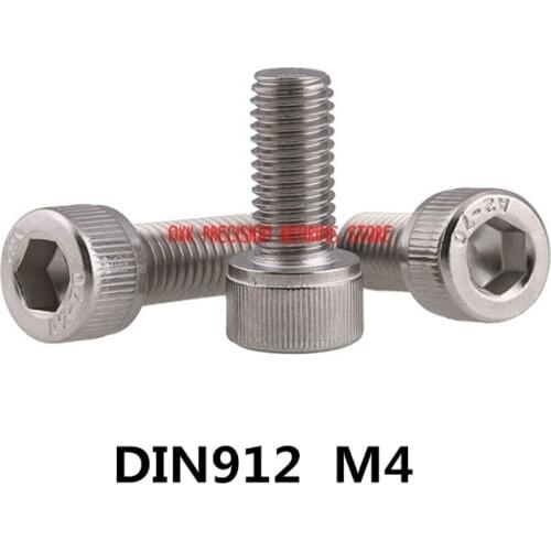 2019 Parafuso Din912 M4 304 Stainless Steel Hex Socket Head Cap Screw Bolts M4*(4/5/6/8/10/12/14/16/18/20/22/25/30/35/40/45/50)