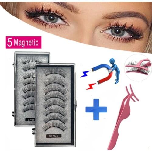 5 pcs/magnet eyelashes 2 eyelashes that are non-irritating to magnetic eyelashes, reusable false eyelashes make-up eyelash tools