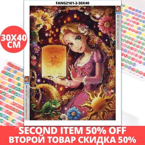 5D Diamond Painting Disney Tangled Cartoon Rapunzel Hobby Art DIY Mosaic Rhinestone Full Square Round Drill Kit Home Decoration