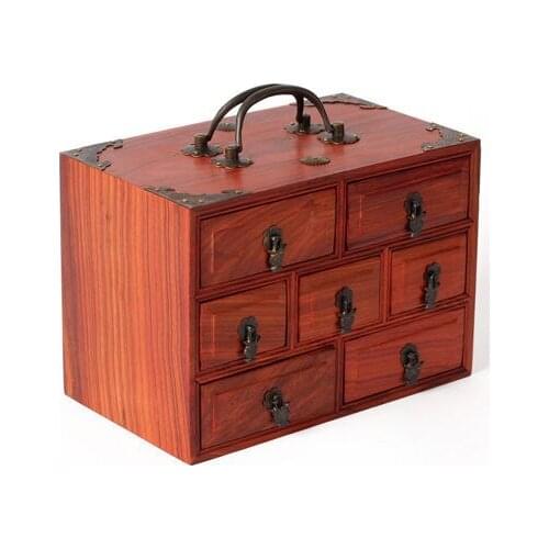 Antique wooden drawer storage box three seven red sandalwood Tihe jewelry box jewelry box collection box