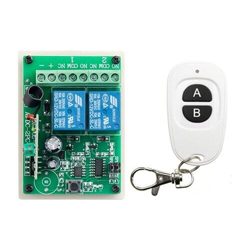 New DC12V 2CH 10A RF Wireless Switch Relay Receiver Remote Controllers & White AB keys Waterproof Transmitter