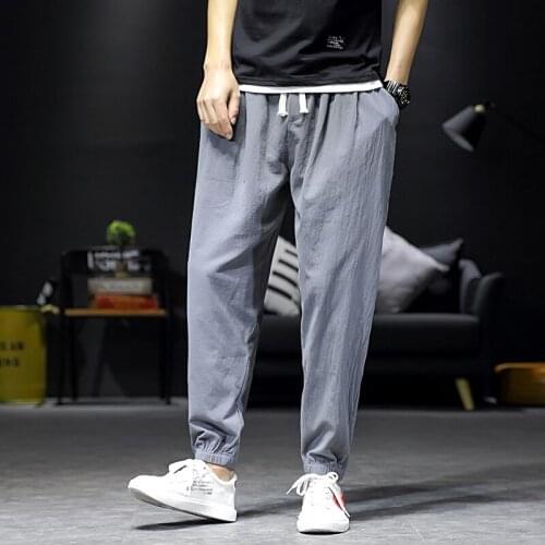 Men pants Mens Hip Hop Sweatpants Harajuku Clothe Linen Casual Harem Pants Men Joggers Man Summer Trousers Male