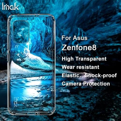 For ASUS Zenfone 8, imak Phone Case Luxury Shockproof Clear Transparent Soft TPU Rubber Case Cover
