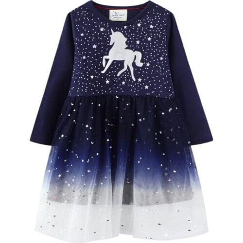 Vestido Infantil Kids Spring Princess Dress Girls Performance Costumes Children Birthday Party School Casual Unicorn Dresses