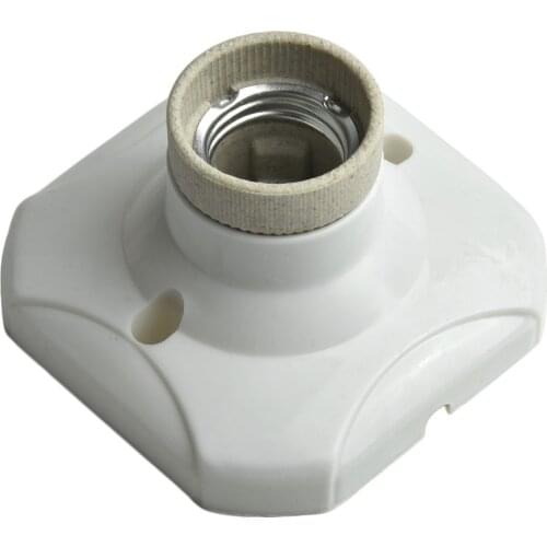 E27 Heat Light Bulb Lamp Socket Holder Porcelain Straight Glazed Ceramic Hot Lighting Accessories E27 Round Socket Household