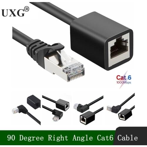 90 Degree Right Angle Cat6 Ethernet Extension Cable RJ45 Cat 6 Male to Female Ethernet Lan Network Cable Adapter for PC Laptop