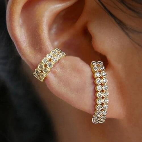 European and American round double row zircon-encrusted earrings lace French exquisite earbuds female