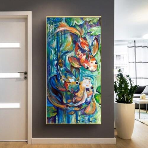 Cross Stitch Painting 5D Abstract Diamond Home Decor Mosaic Cyprinoi Picture Embroidery Pattern Full Round Drill Wall Sticker