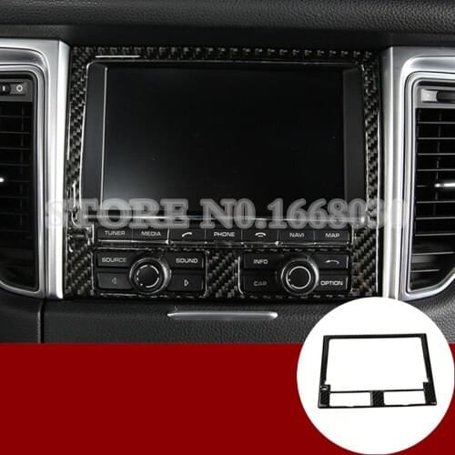 Carbon Fiber Console GPS Navigation & CD Panel Cover For Porsche Macan 2014-2016 1pcs Car accesories interior Car Trim