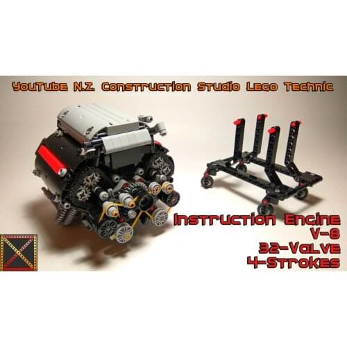 NEW RC car building block V-8 engine 32 valve MOC DIY assembly and construction of childrens education toy gift model