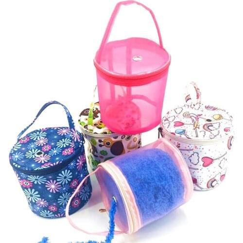 Round Knitting Bag Crochet Yarn Storage Bag Empty Wool Yarn Crochet Sewing Needle Handbag Weaving Tool Tote Craft Storage Random
