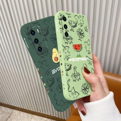 Lemon Liquid Silicone Case For Huawei P40 P30 P20 Camera Protective Soft Phone Back Cover On Mate 40 30 20 P Smart 2021 Y7A