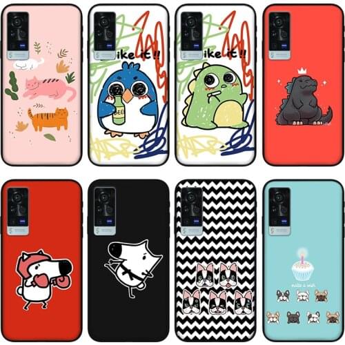 Cute animal Phone case for vivo x60 pro plus x50 s7 s9 x30 x27 s9e, Protective silicone case for vivo iqoo 7 z3 neo 3 5