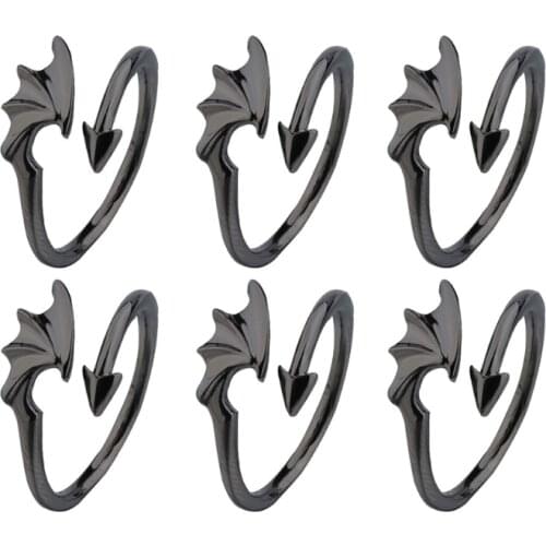 Fashion Enamel Couple Rings Alloy Rings Romantic Angel Devil Wing Rings Engagement Wedding Couples Rings