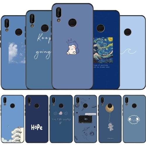 Blue simplicity black soft Phone Case for huawei P40 P30 P20 P10 Pro lite P9 Lite nova 4E 6SE Psmart 2019 Y6 9 Prime