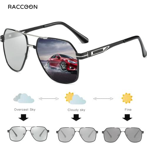 Pilot Polarized Sunglaases Men Photochromic Chameleon Sunglass Fashion Sun Glasses For Night Driving Fishing Sports Eyewear