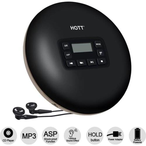 CD Player, HOTT Portable CD Player Support CD-R/CD-RW/MP3, with LCD Display, Electronic Skip Protection Shockproof Anti Scratch