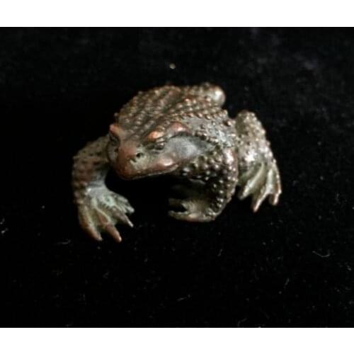Rare Chinese Old Antique Copper Handwork Toad Collectible fortune figure Statue