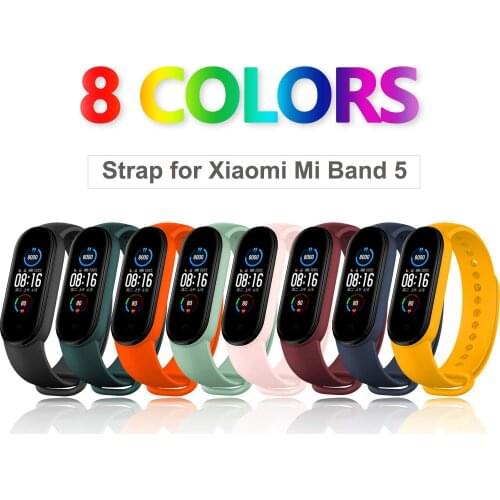 Gosear 8PCS Wrist Strap for Xiaomi Mi Band 5 Smart Watch Sports Bracelet Smartwatch Watchband for Mi band 5 Miband 5 Wristband