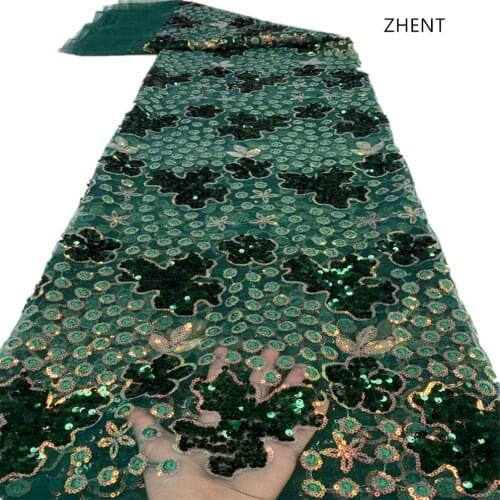  ZHENT Luxury African Lace Fabric Heavy Sequin Embroidery French Tulle Mesh Lace 2021 Net For Wedding Dress XX-105
