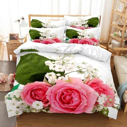 Luxury Floral Print Bedding Set Flower Pattern Duvet Cover Pillowcase 2/3Pcs Colorful Home Textile EU/US/AU Size