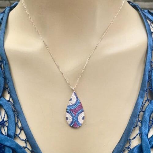 Evil Eye Beatıful 925 Sterling Silver Necklace Women Girls Gift Jewelry Accessories Fashion Handmade Elegant Chain